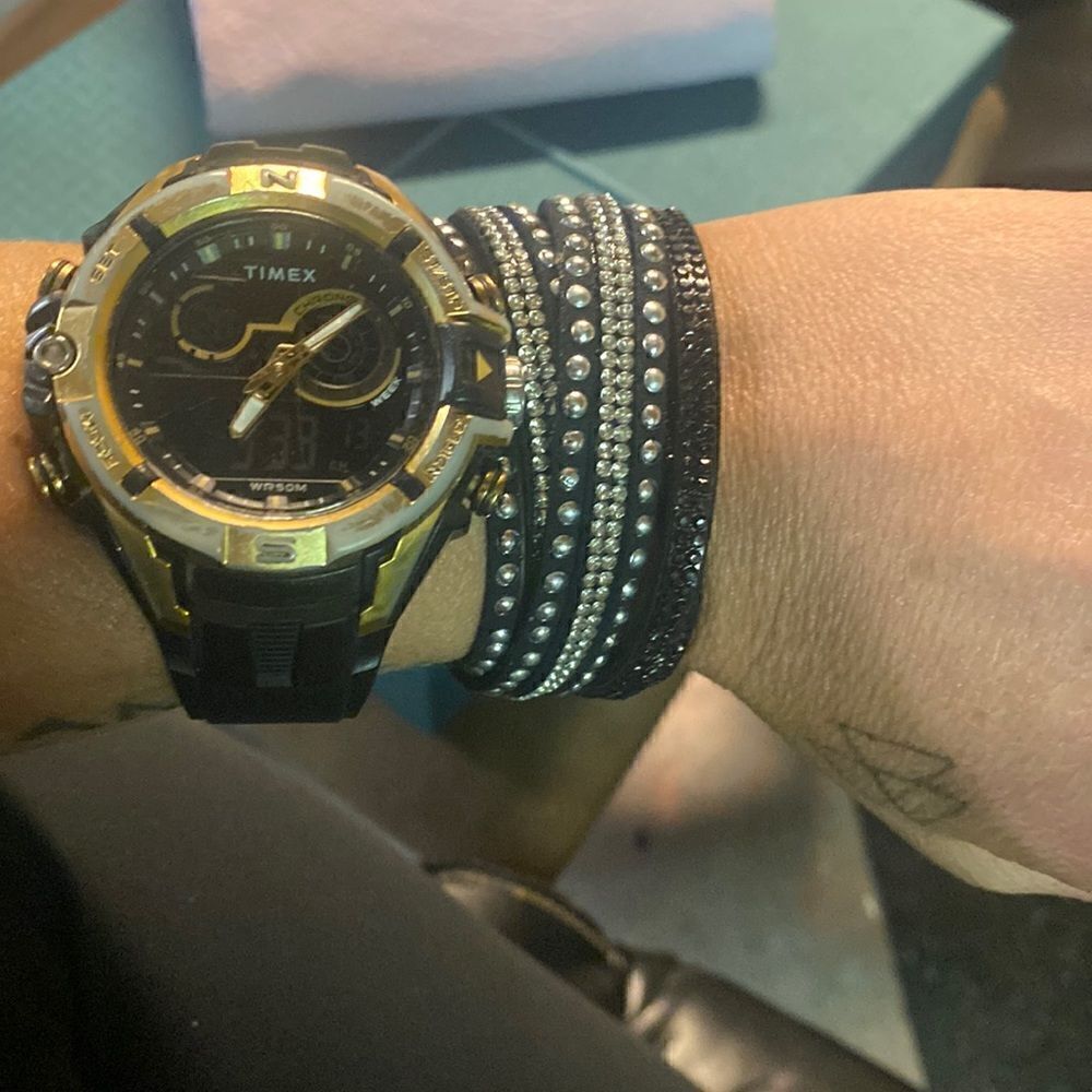 Black Faux Suede Rhinestone Wrap Bracelet
